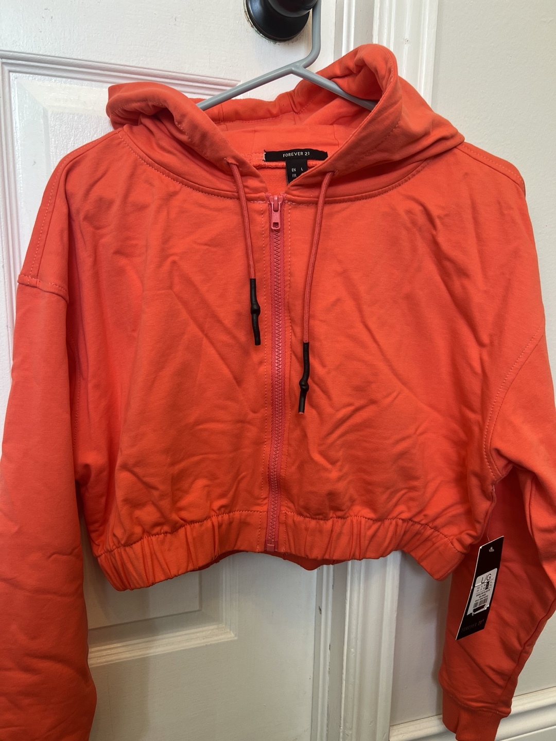 Forever 21 Orange Cropped Zip-Up Hoodie and Joggers Set - photo 2