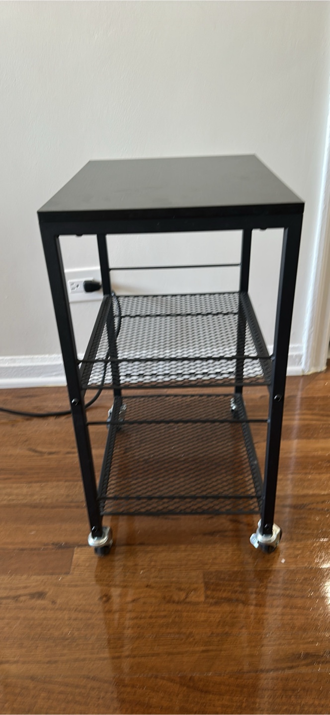 Black Metal Rolling Cart with 3 Shelves