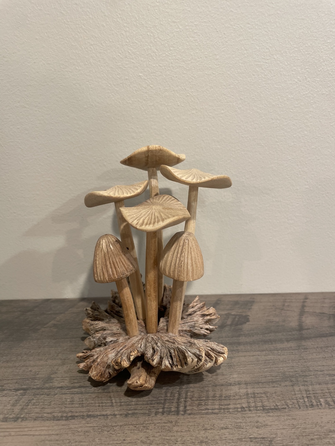 Hand-carved Wooden Mushroom Sculpture