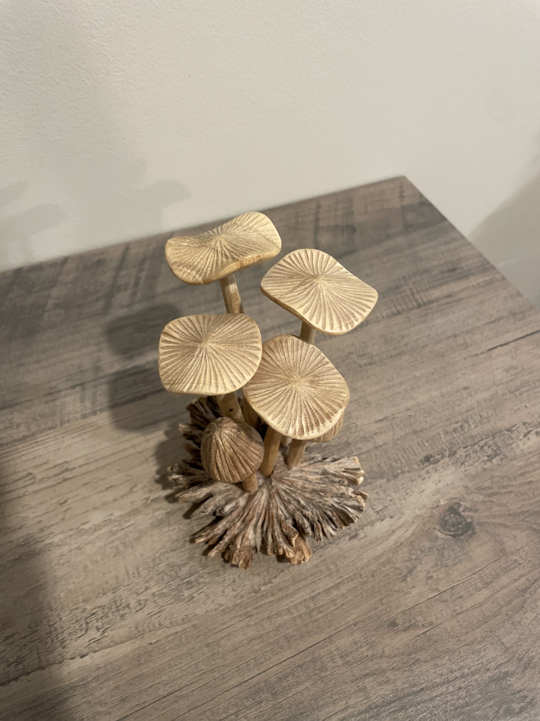 Hand-carved Wooden Mushroom Sculpture - photo 2