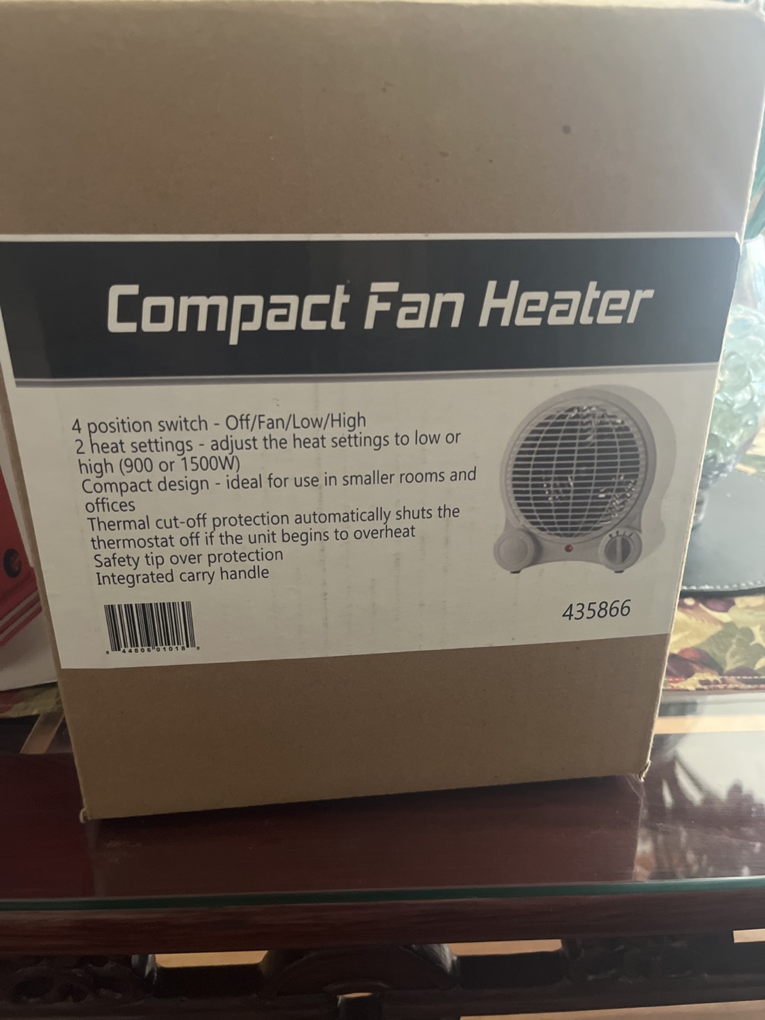 Compact Fan Heater - 3 Heat Settings - Safety Features