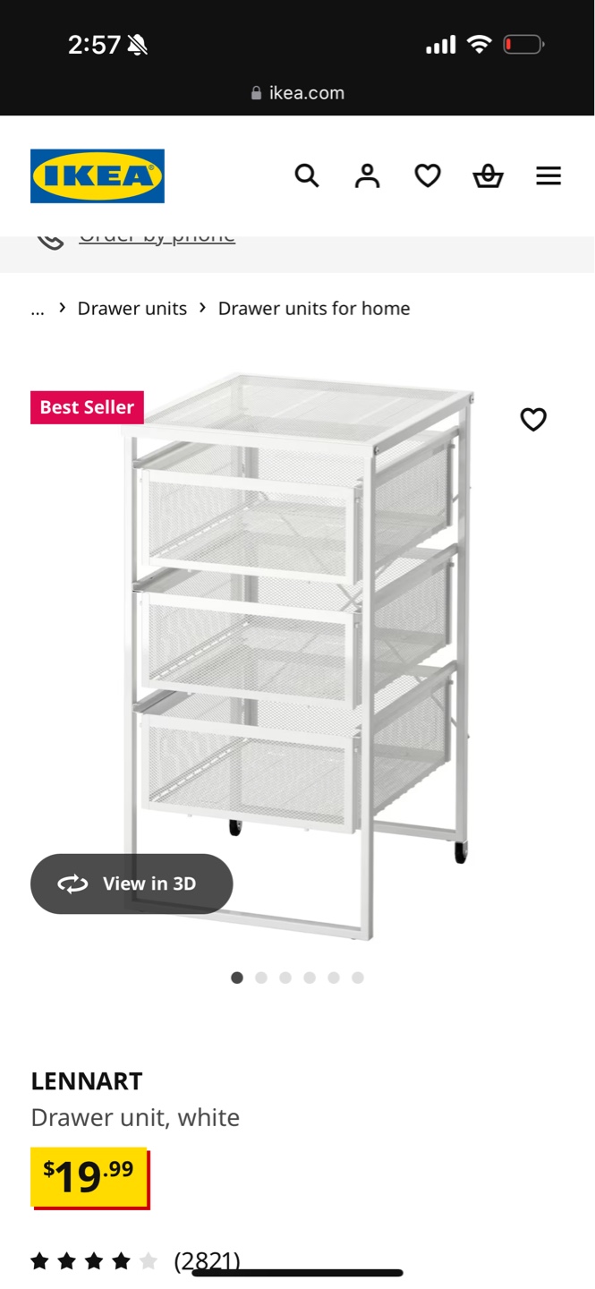 IKEA LENHART White Drawer Unit