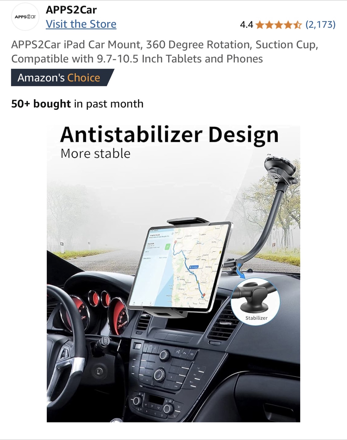 APPS2Car iPad Tablet & Phone Car Mount - 360° Rotation