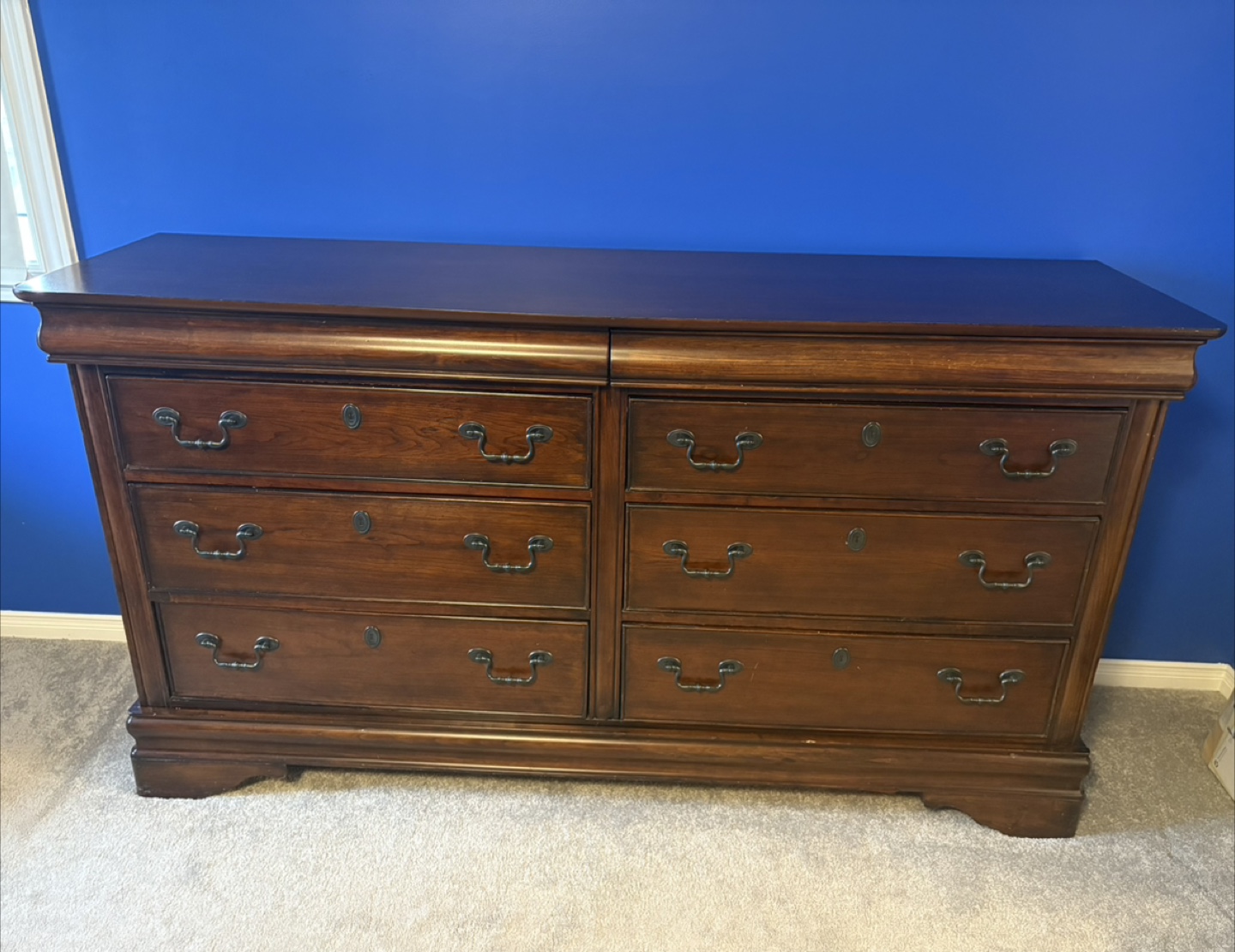 Double Dresser, Dark Wood, Six Drawers