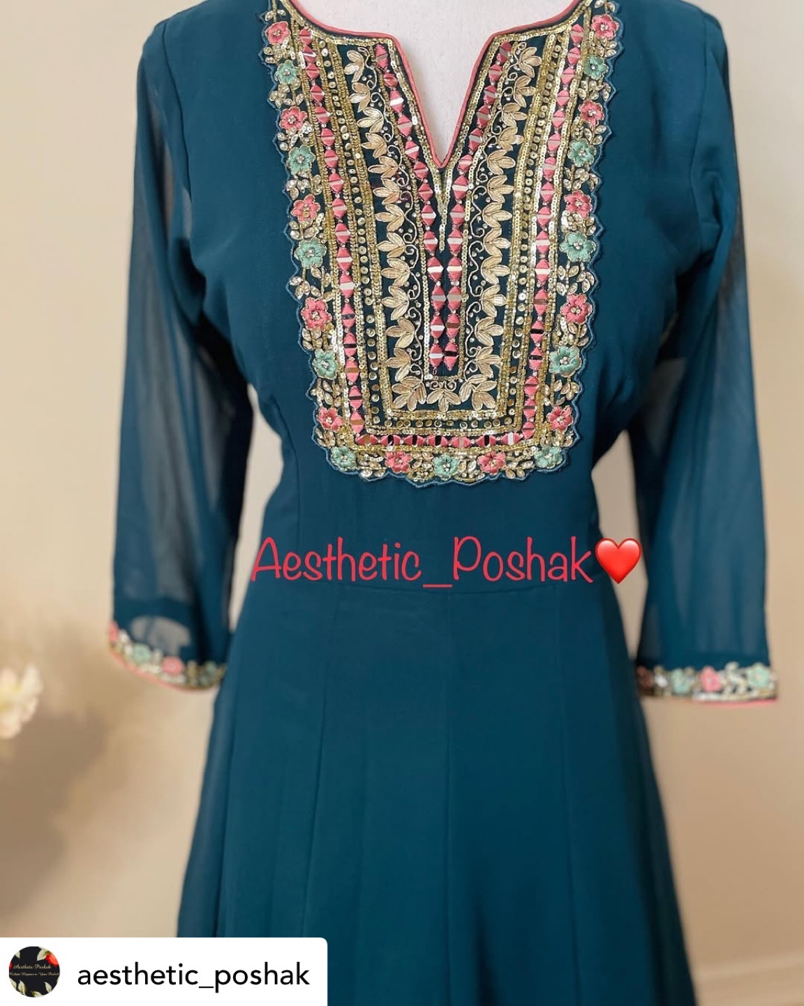 Embroidered Maxi Dress with Dupatta - photo 3
