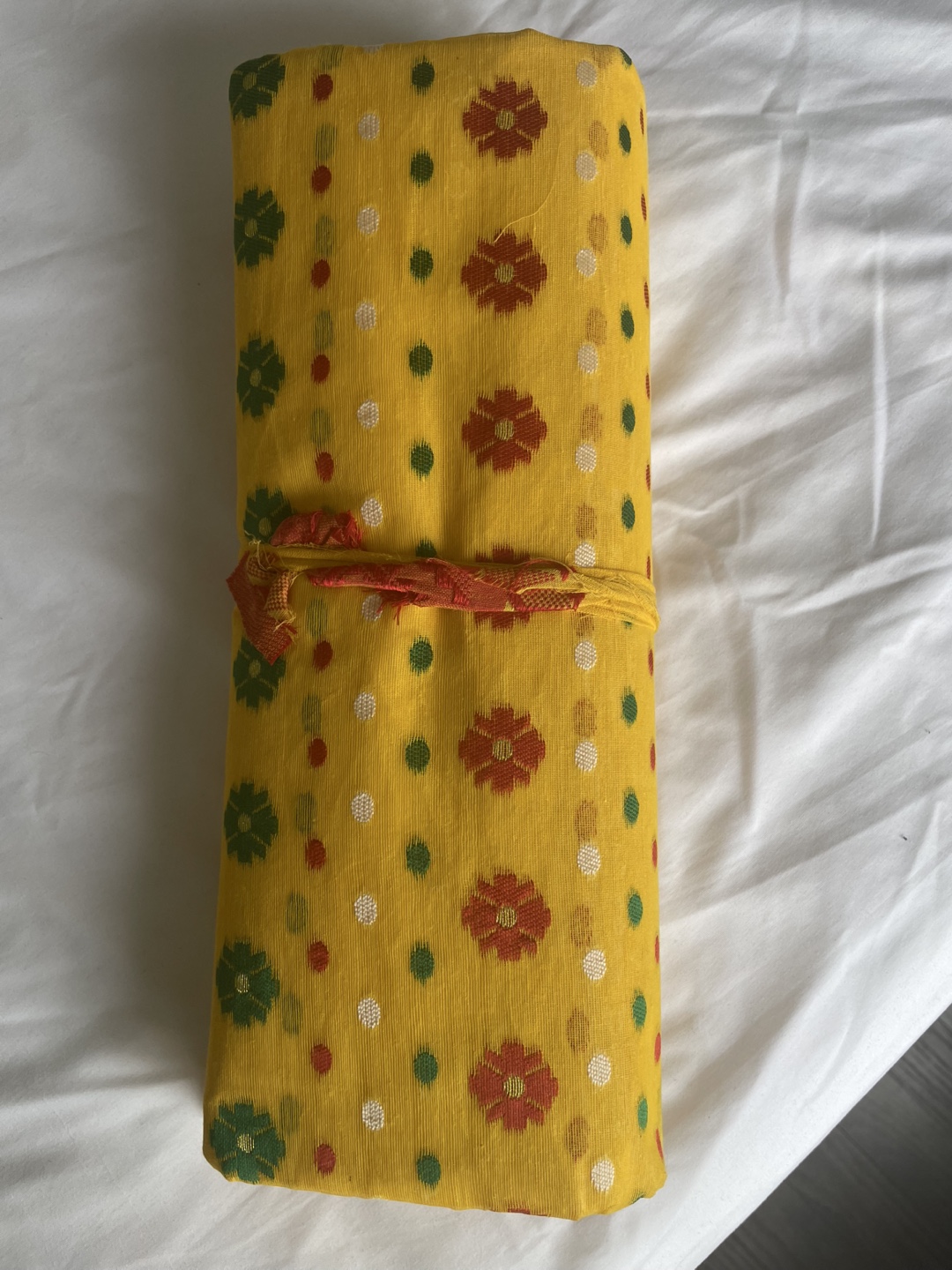 Beautiful Yellow and Green cotton Dhakai Saree - photo 2