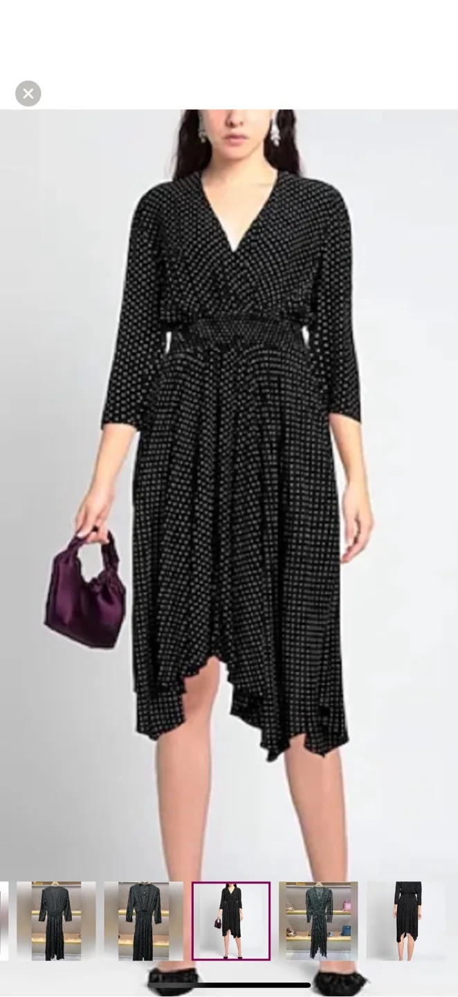 MAJE  - BLACK LONG SLEEVES V-NECK POLKA DOT DRESS image indicator(6)
