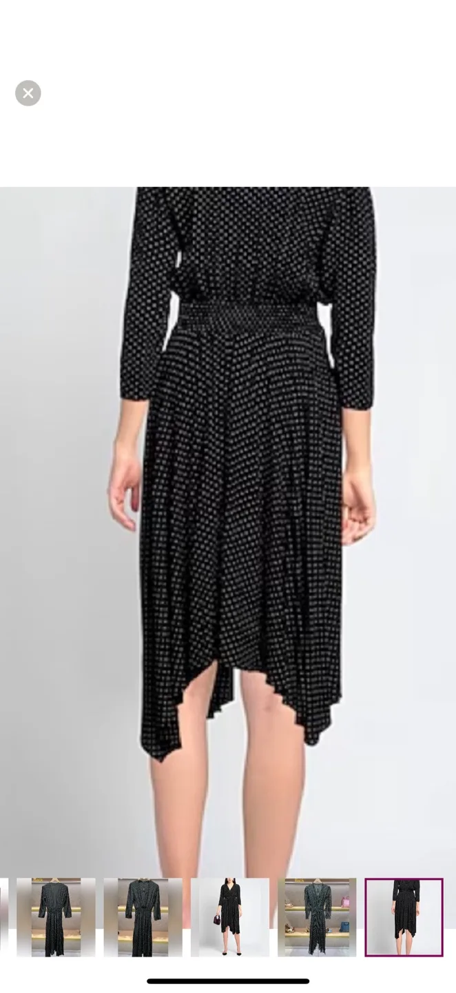 MAJE  - BLACK LONG SLEEVES V-NECK POLKA DOT DRESS image indicator(7)
