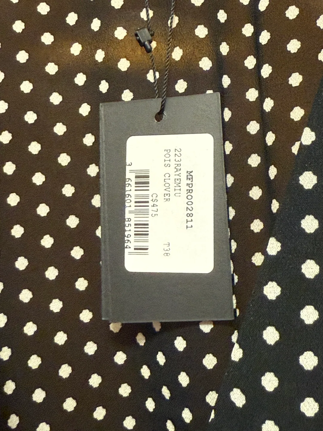 MAJE  - BLACK LONG SLEEVES V-NECK POLKA DOT DRESS image indicator(3)