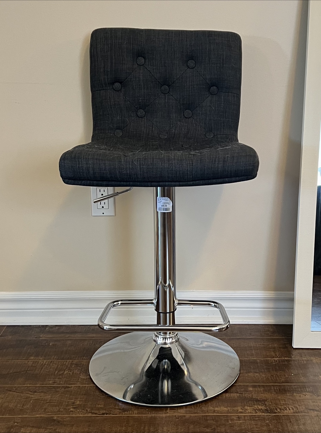 Adjustable Height Bar Stool - Dark Grey Fabric - photo 3