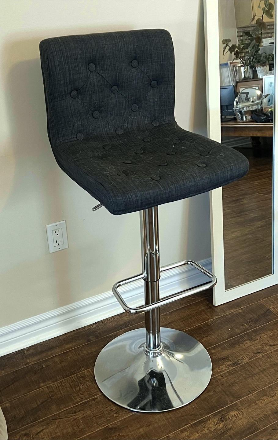 Adjustable Height Bar Stool - Dark Grey Fabric