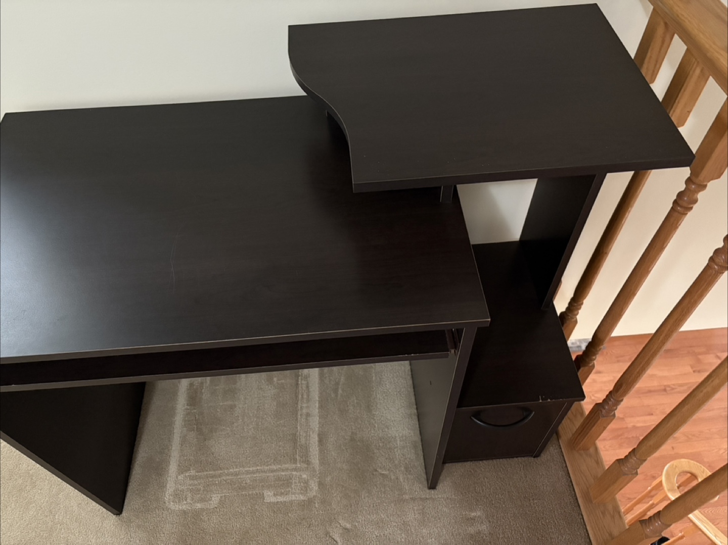 Dark Brown Computer Desk with Keyboard Tray and Storage - photo 4