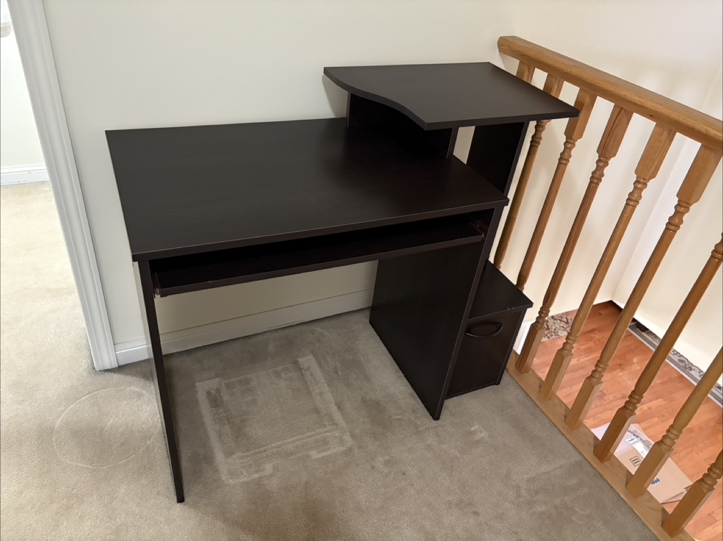 Dark Brown Computer Desk with Keyboard Tray and Storage - photo 3