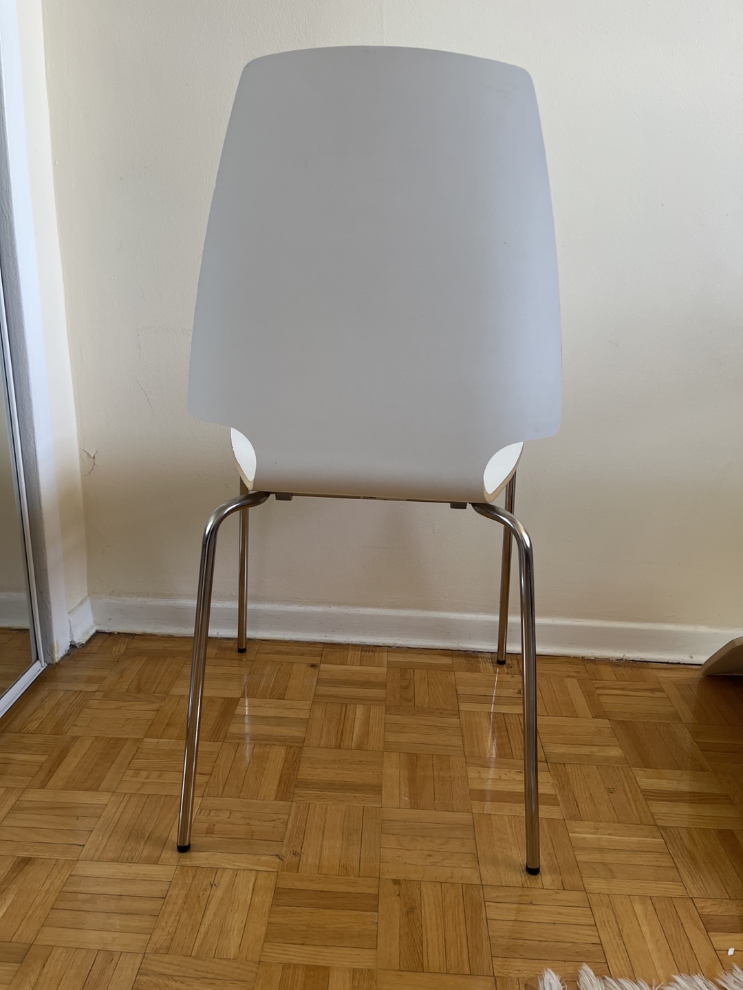 Pair of Modern White Dining Chairs with Chrome Legs - photo 4