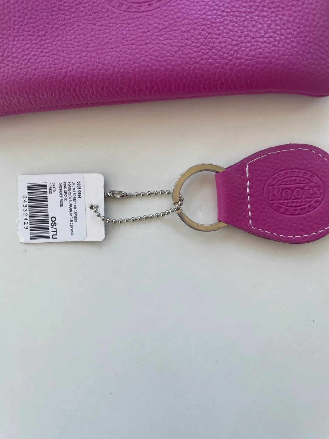 Roots Leather Zipper Pouch and Keychain Set - Pink orchid image indicator(2)