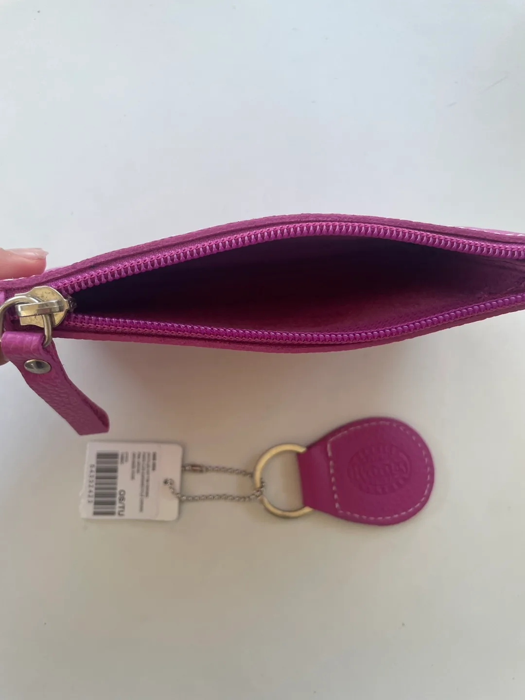Roots Leather Zipper Pouch and Keychain Set - Pink orchid image indicator(3)