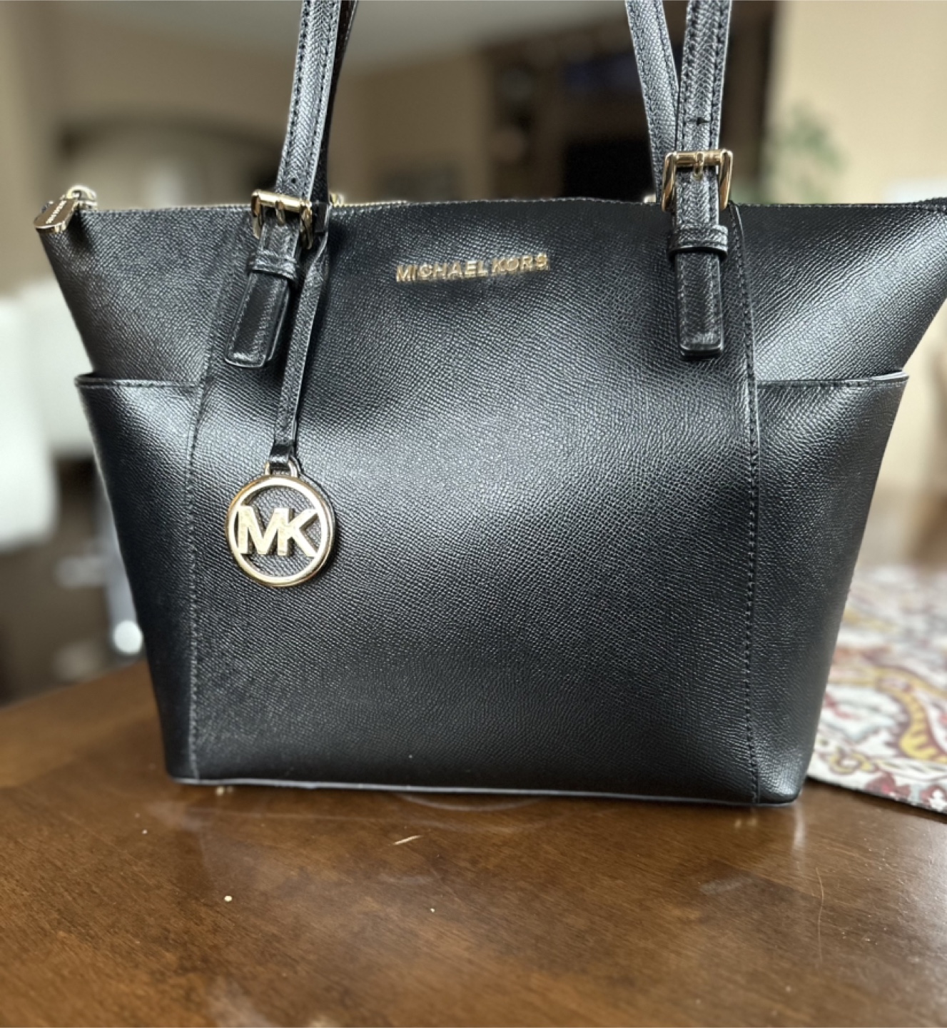 Michael Kors Black Leather Tote Bag