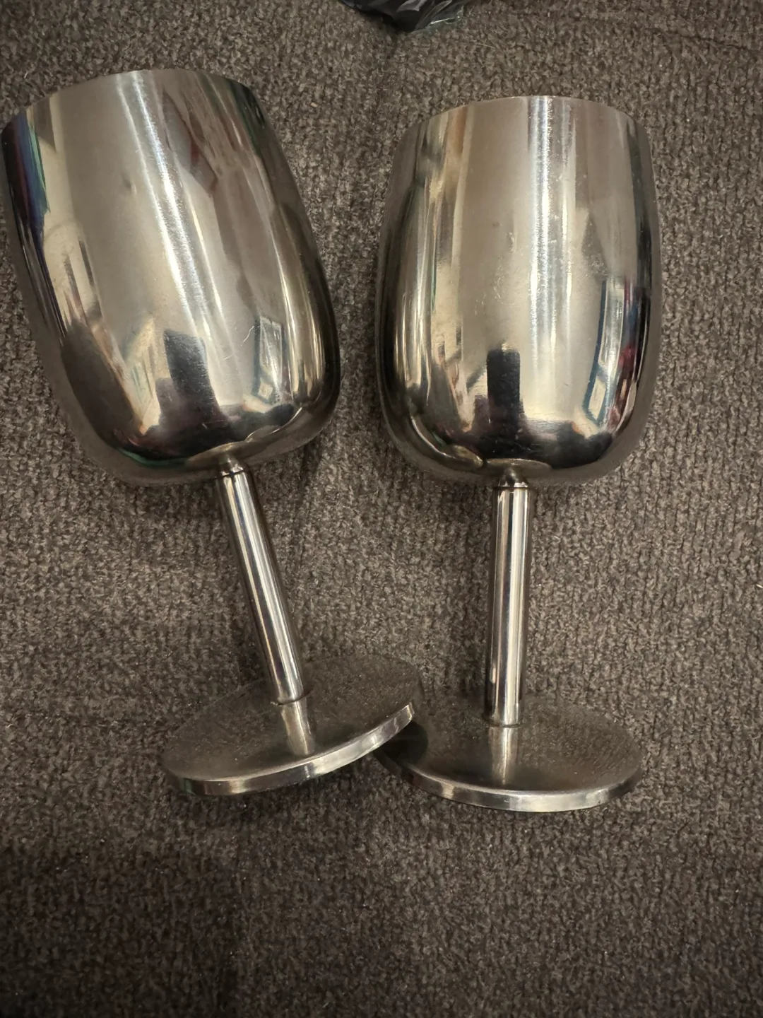 Pair of Stainless Steel Wine Goblets / camping