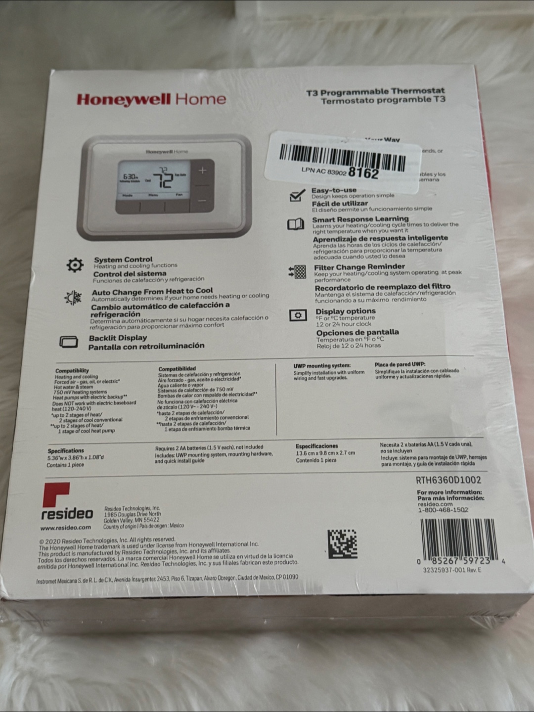 Honeywell Hom Programmable Thermostat- White - photo 2