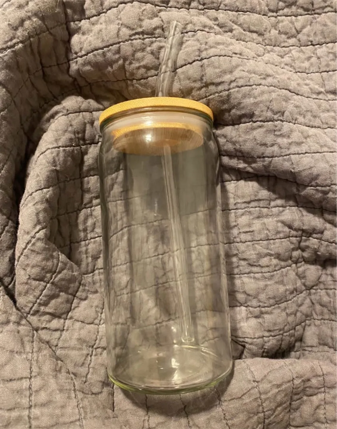 Glass Tumbler with Bamboo Lid and Straw thumbnail