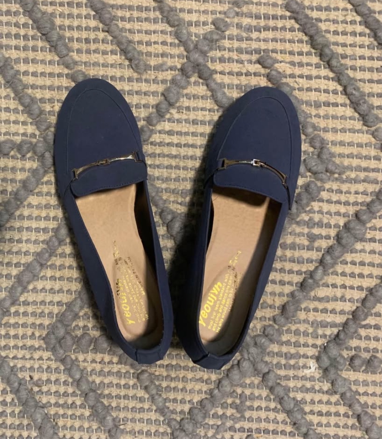 Navy Blue Women's Low Block Heel Loafers - Size 23.5