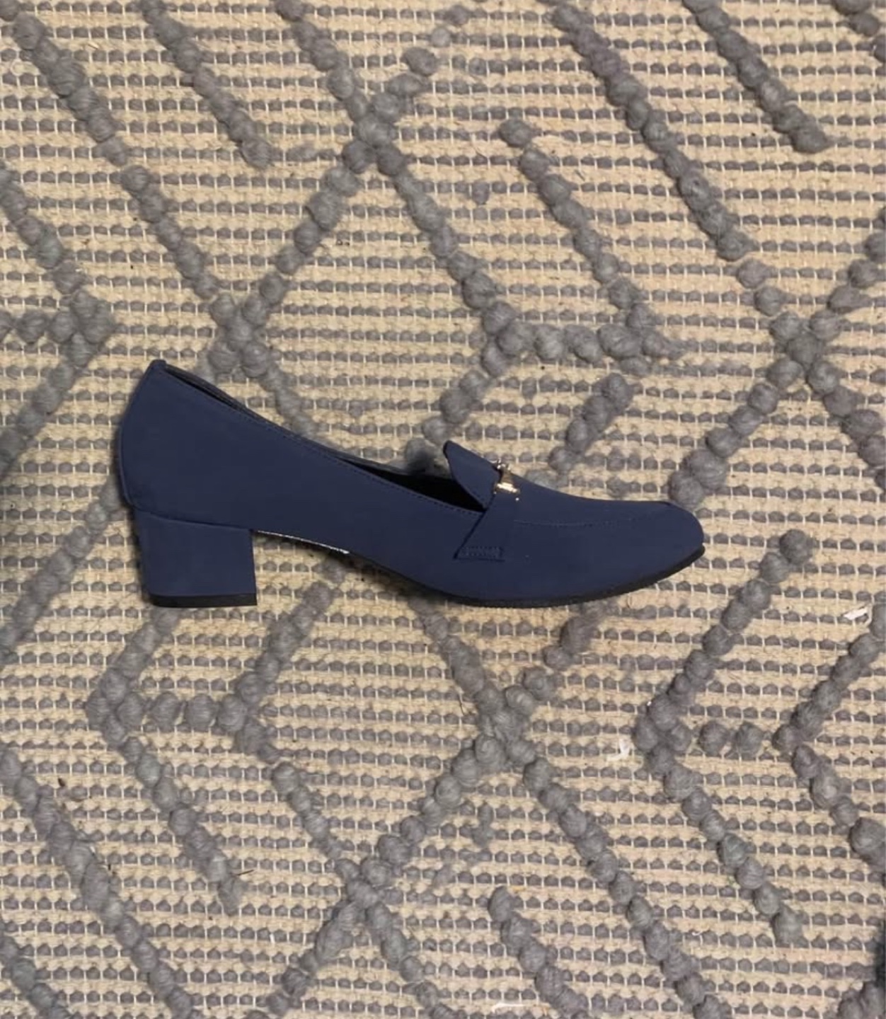Navy Blue Women's Low Block Heel Loafers - Size 23.5 - photo 2