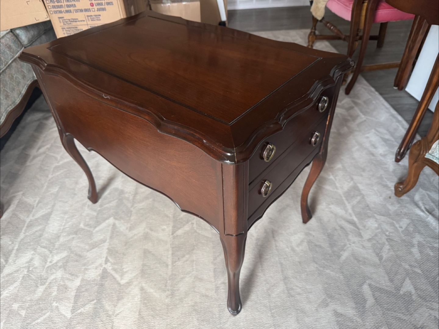 Vintage Wooden End Table with Two Drawers - photo 5