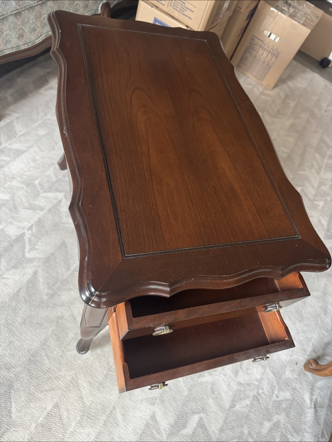 Vintage Wooden End Table with Two Drawers - photo 4