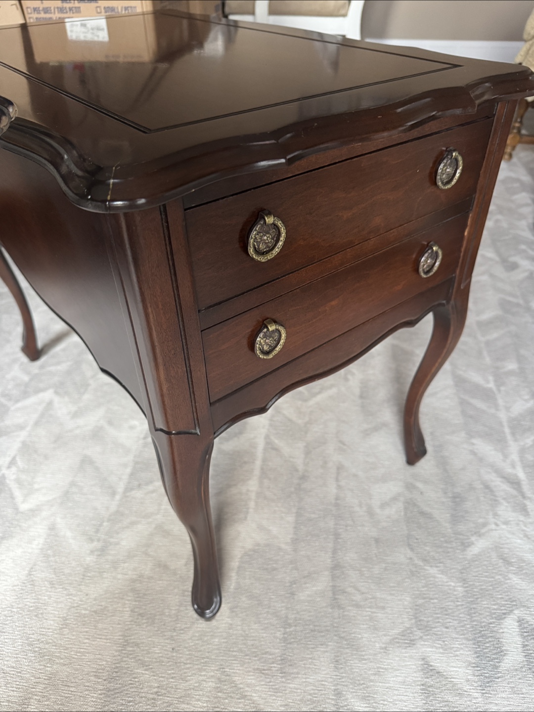 Vintage Wooden End Table with Two Drawers