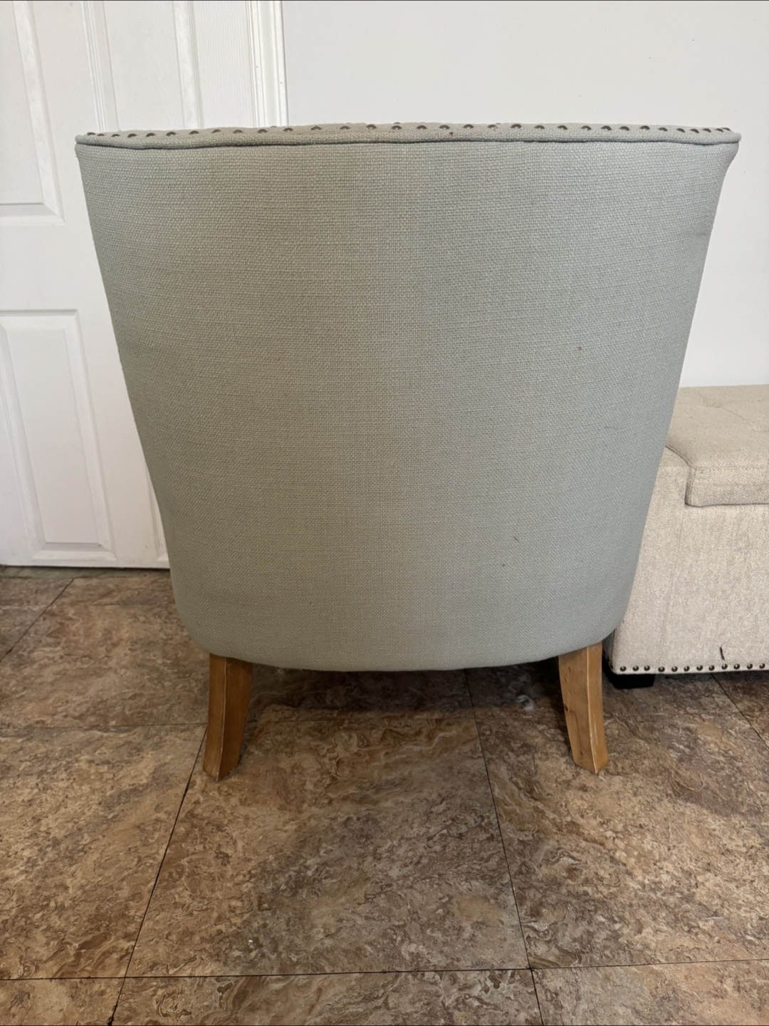 Light Green Upholstered Accent Chair with Nailhead Trim - photo 3