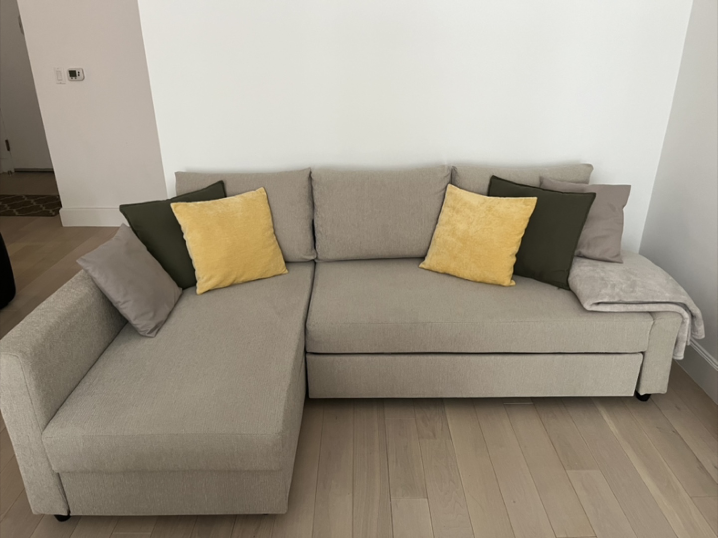 Like-New Beige L-Shaped Sectional Sofa Bed | Excellent condition