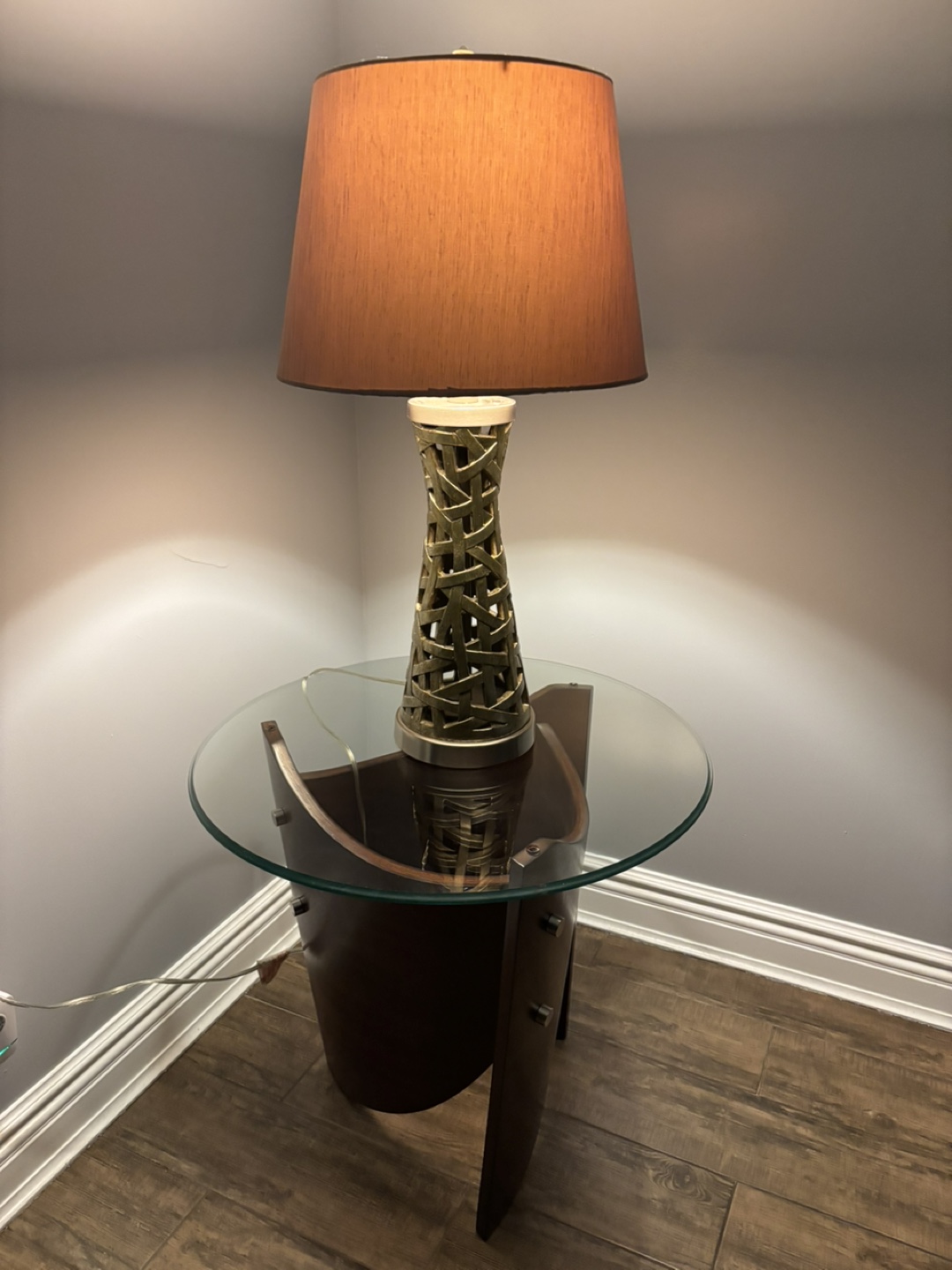 Table Lamp Set with Glass Top End Table