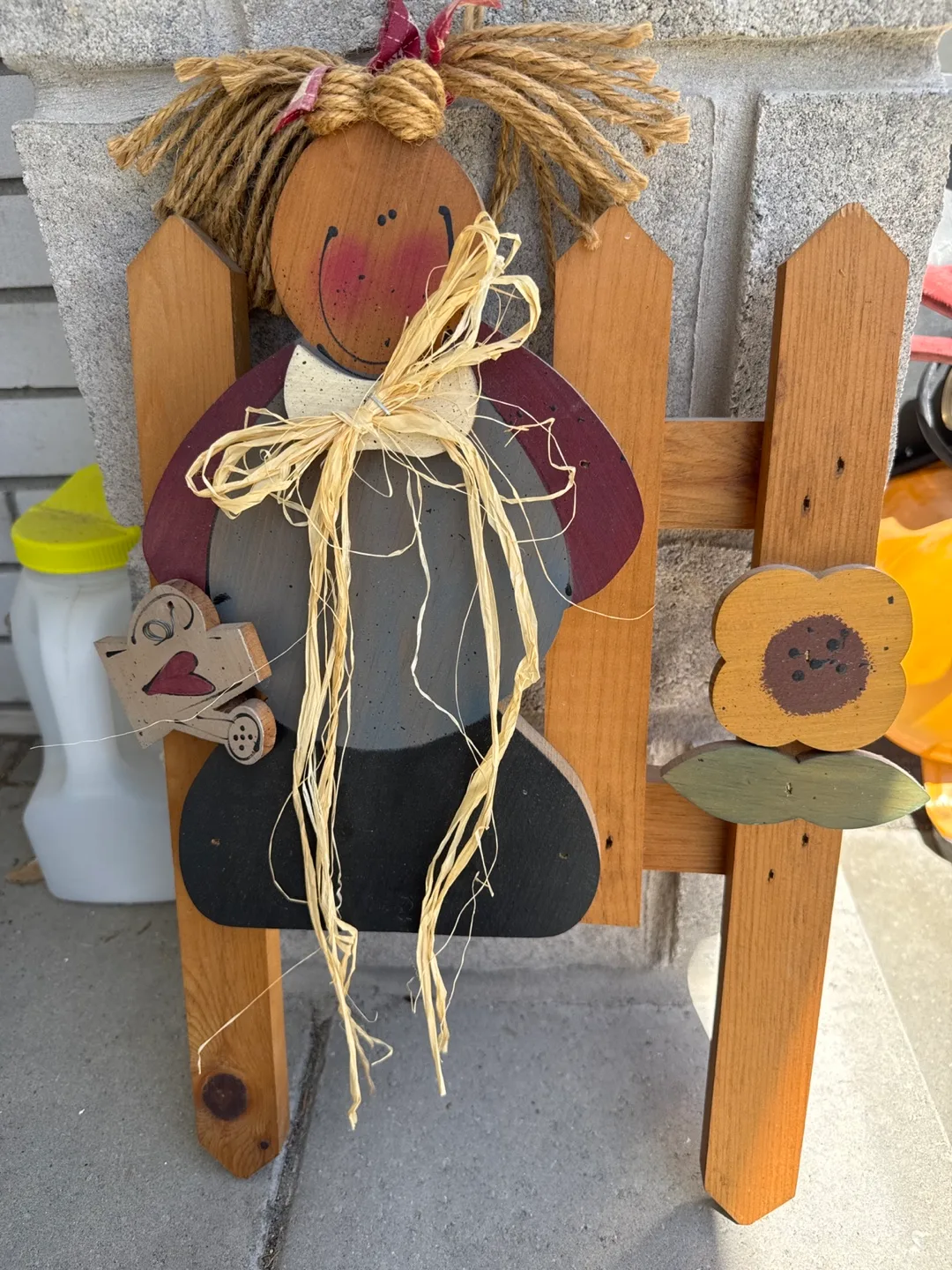 Adorable Hand-Painted Wooden Girl Figurine Garden Decor image indicator(2)