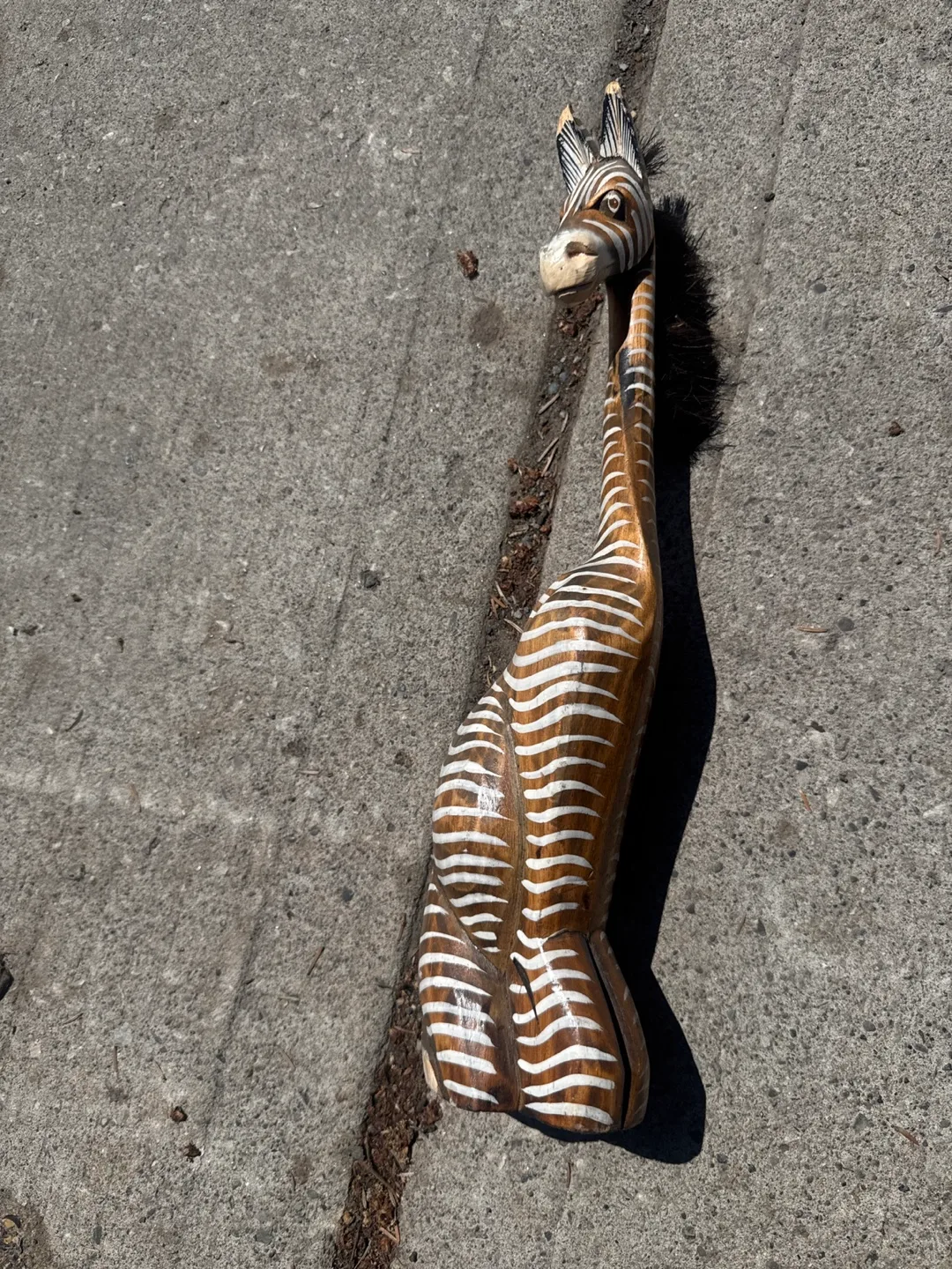 Hand-carved Wooden Zebra Figurine thumbnail