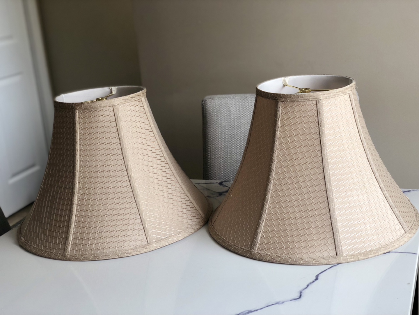 Pair of Beige Lamp Shades - photo 2