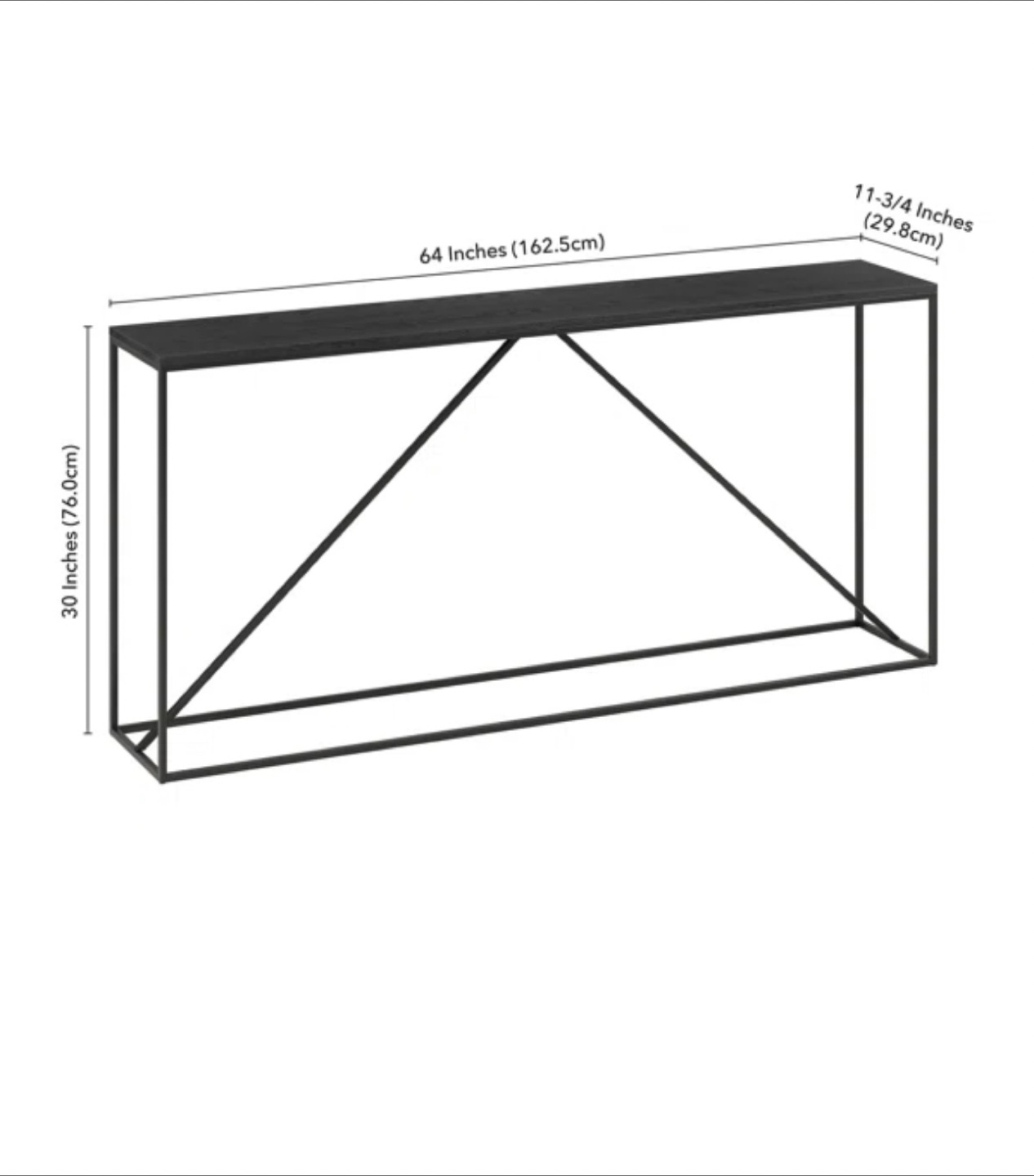 Black Metal and Wood Console Table - photo 3