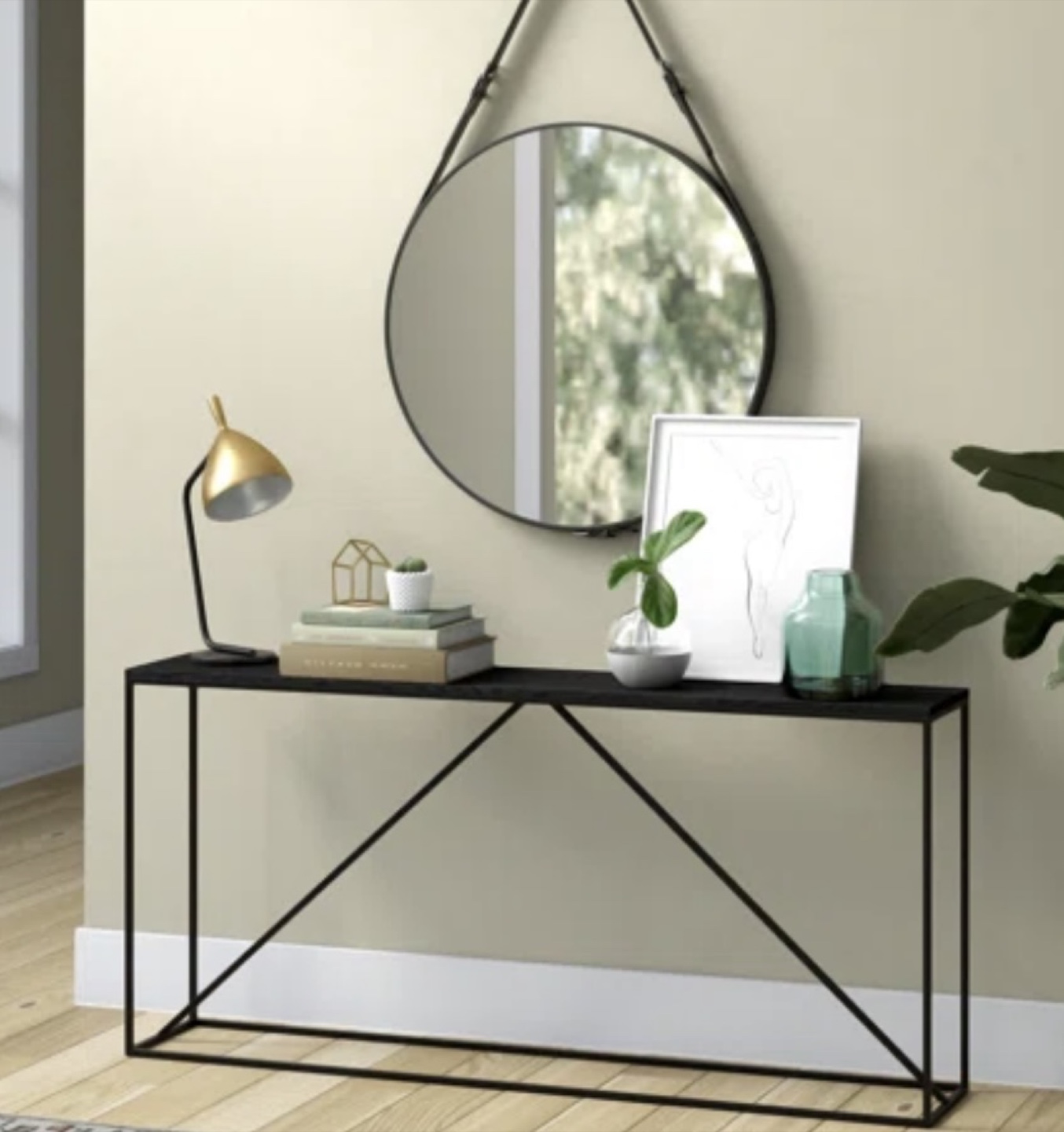 Black Metal and Wood Console Table - photo 2