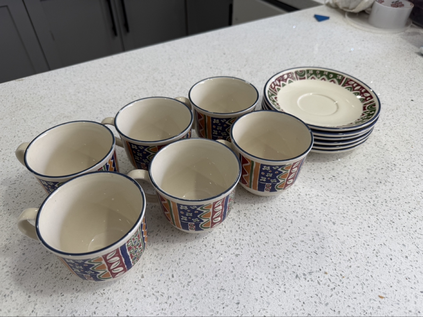 Six Vintage Coffee Cups and Saucers