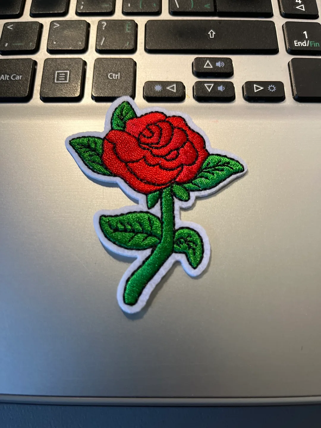 Embroidered Red Rose Patch thumbnail