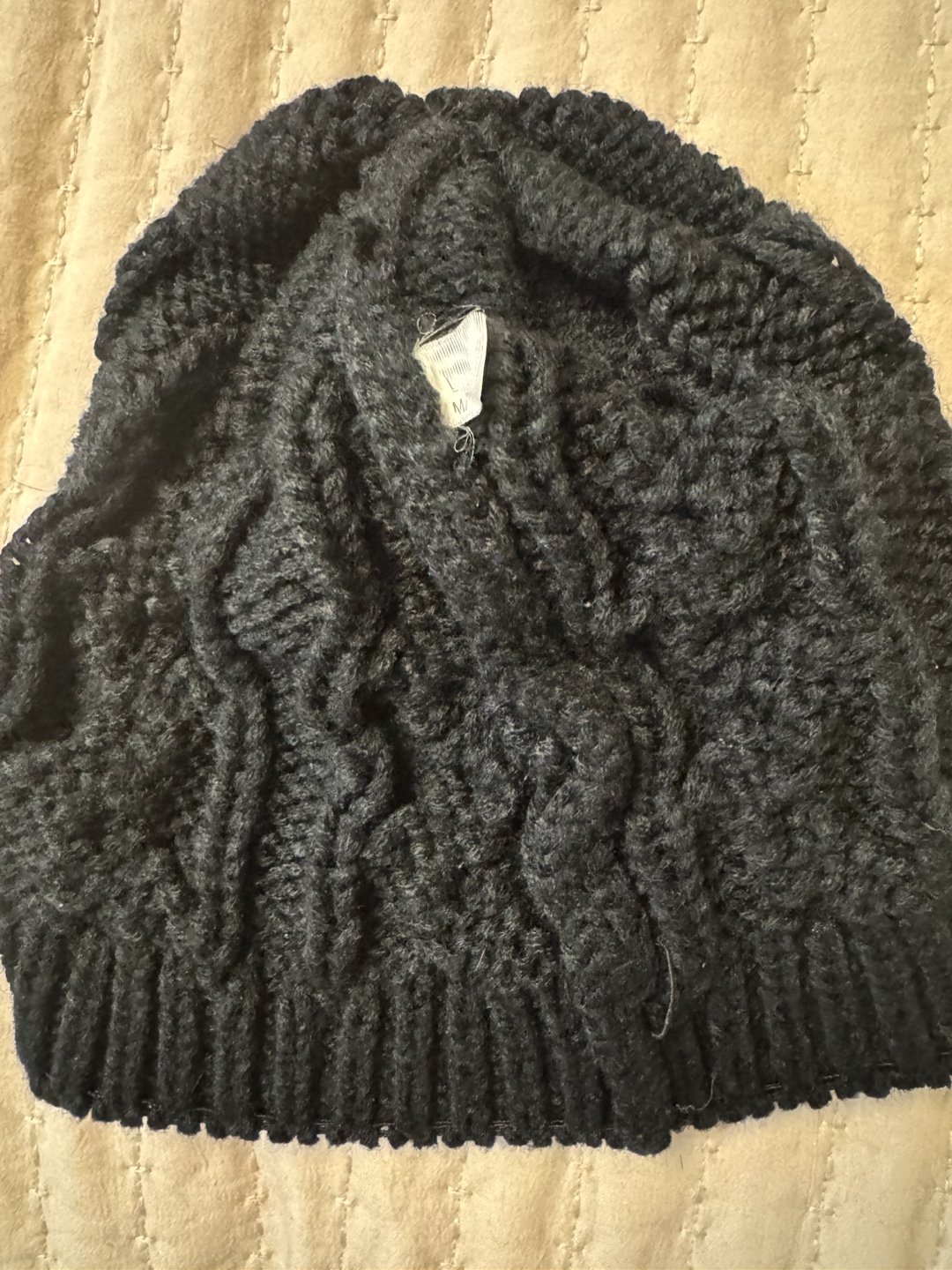Women's Black Cable Knit Beanie - photo 3