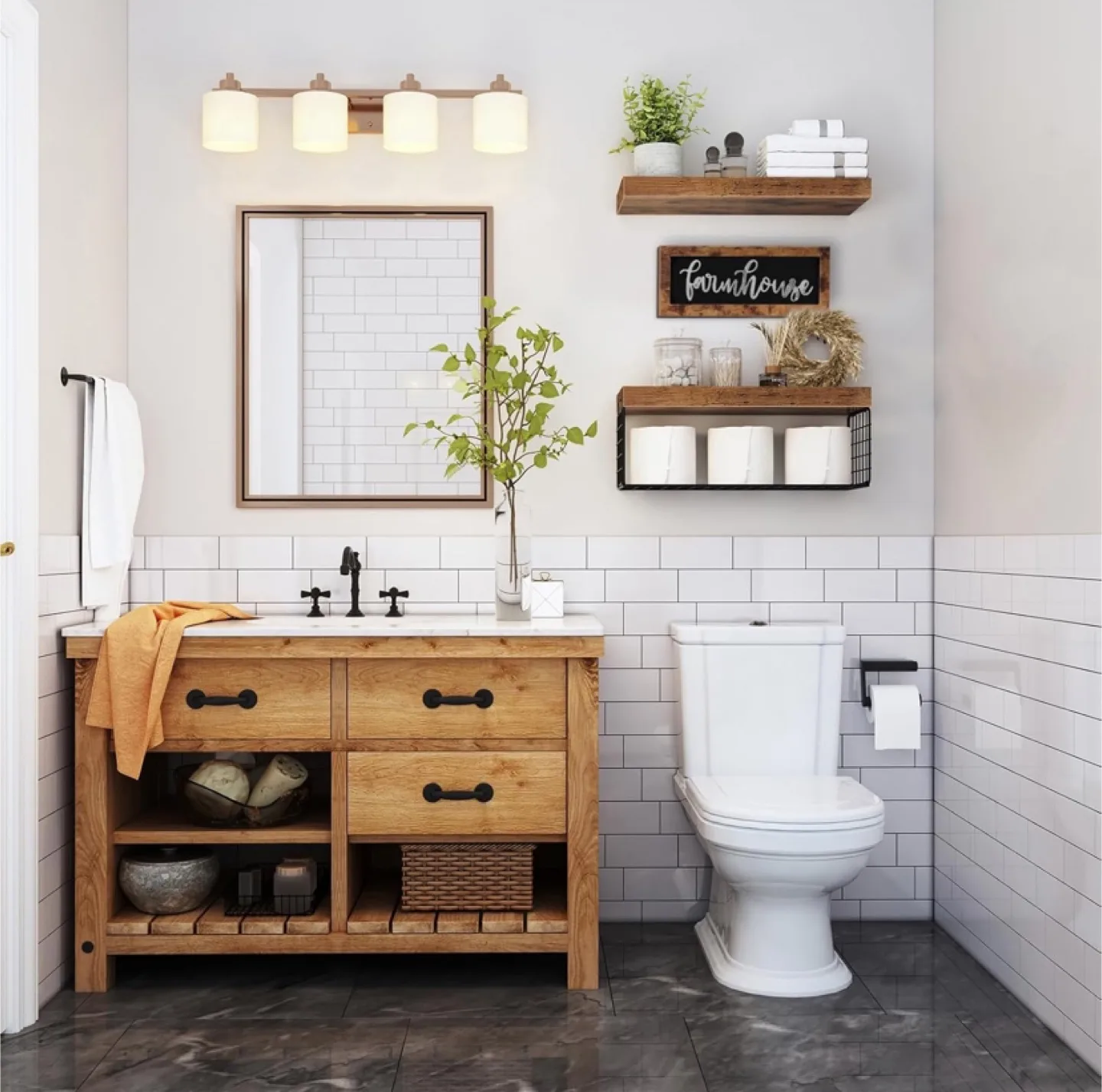 QEEIG ‎Bathroom Shelves Over Toilet - Paper Storage Wall - New image indicator(2)