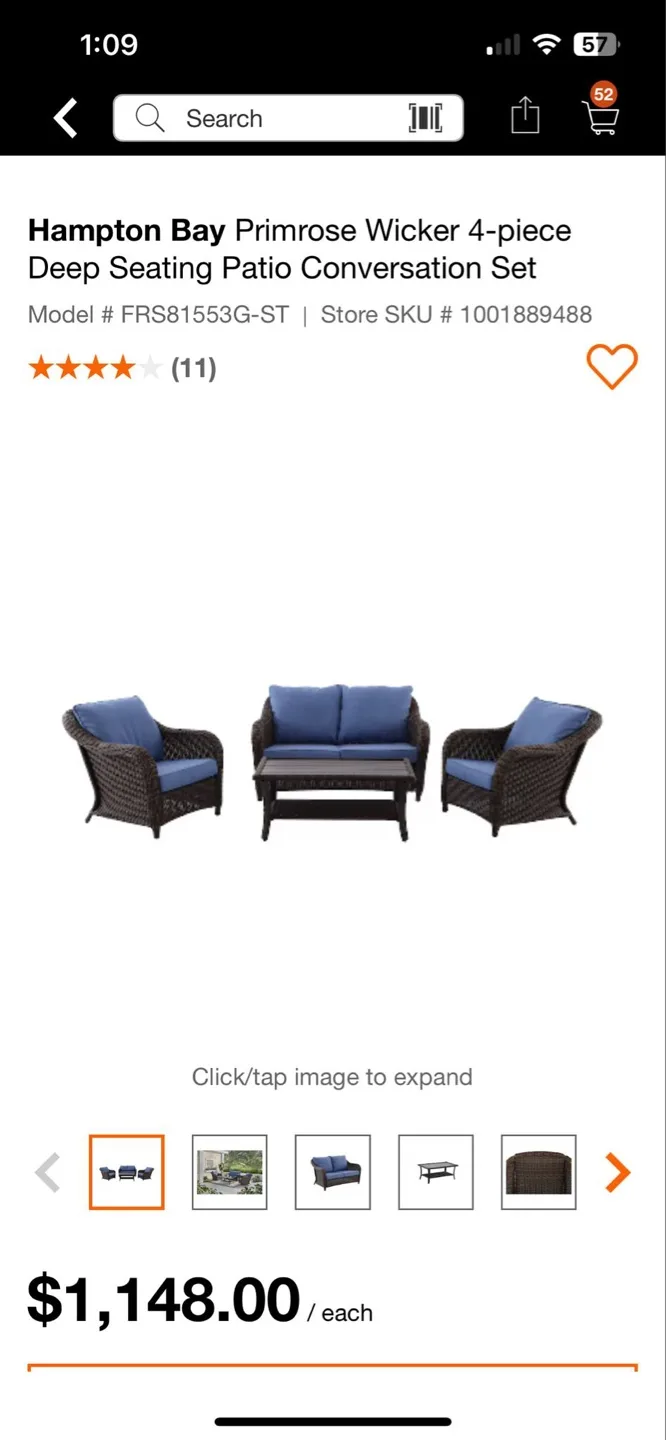 Hampton Bay Haverhill 4PC Wicker Patio  Set image indicator(6)