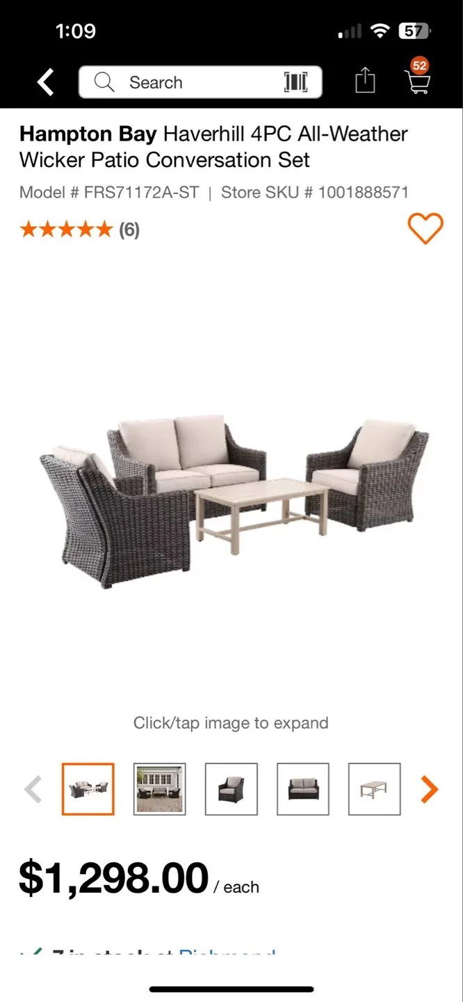 Hampton Bay Haverhill 4PC Wicker Patio  Set image indicator(5)