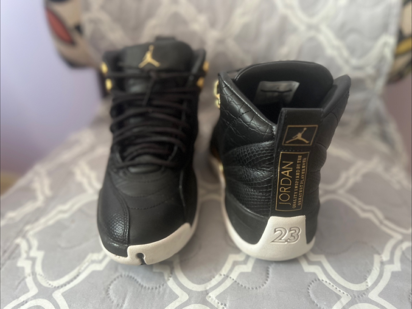 WMNS Air Jordan 12 Retro Black Metallic Gold Size 7.5 - photo 3