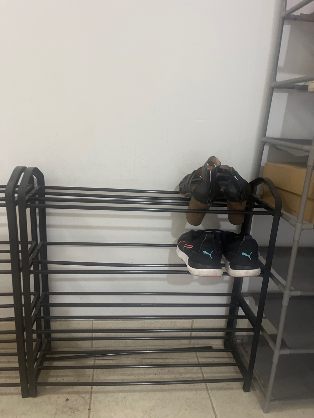 Two Shoe Racks - Black and Grey