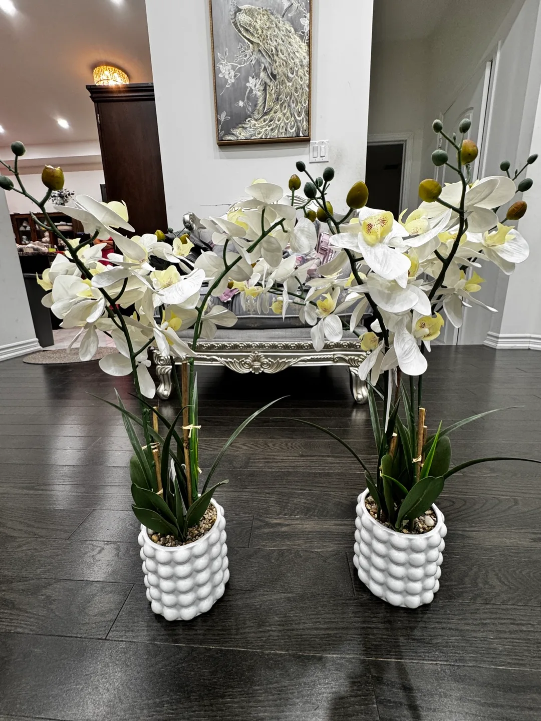 Pair of Artificial Orchid Plants in White Pots thumbnail