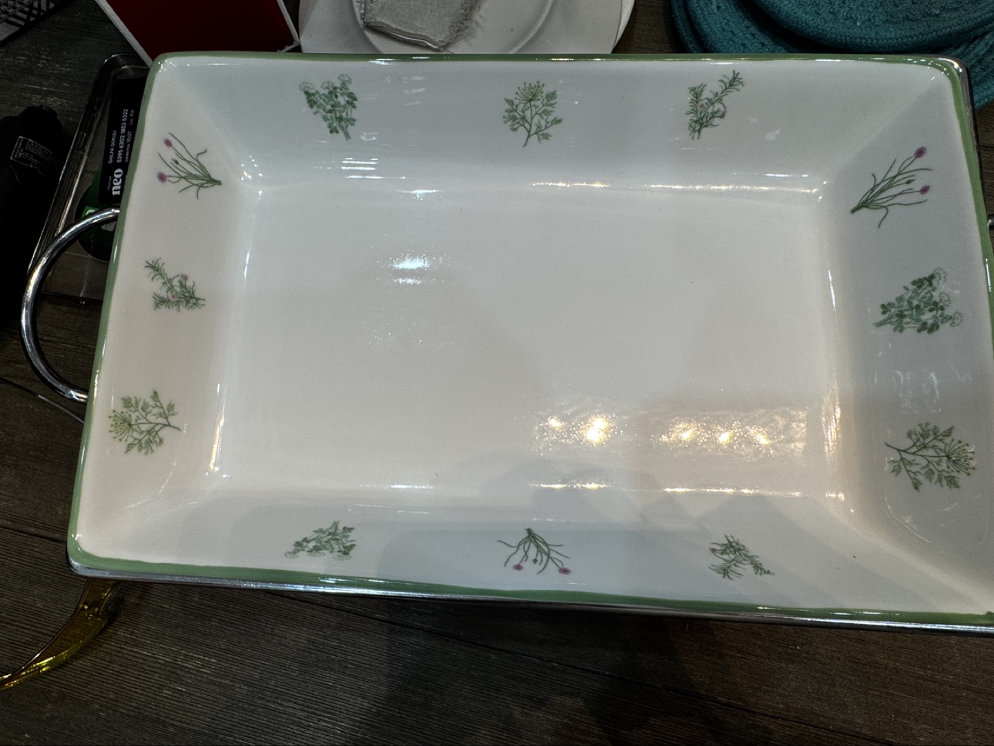 Set of four herb-themed dishes  rectangular baking dish