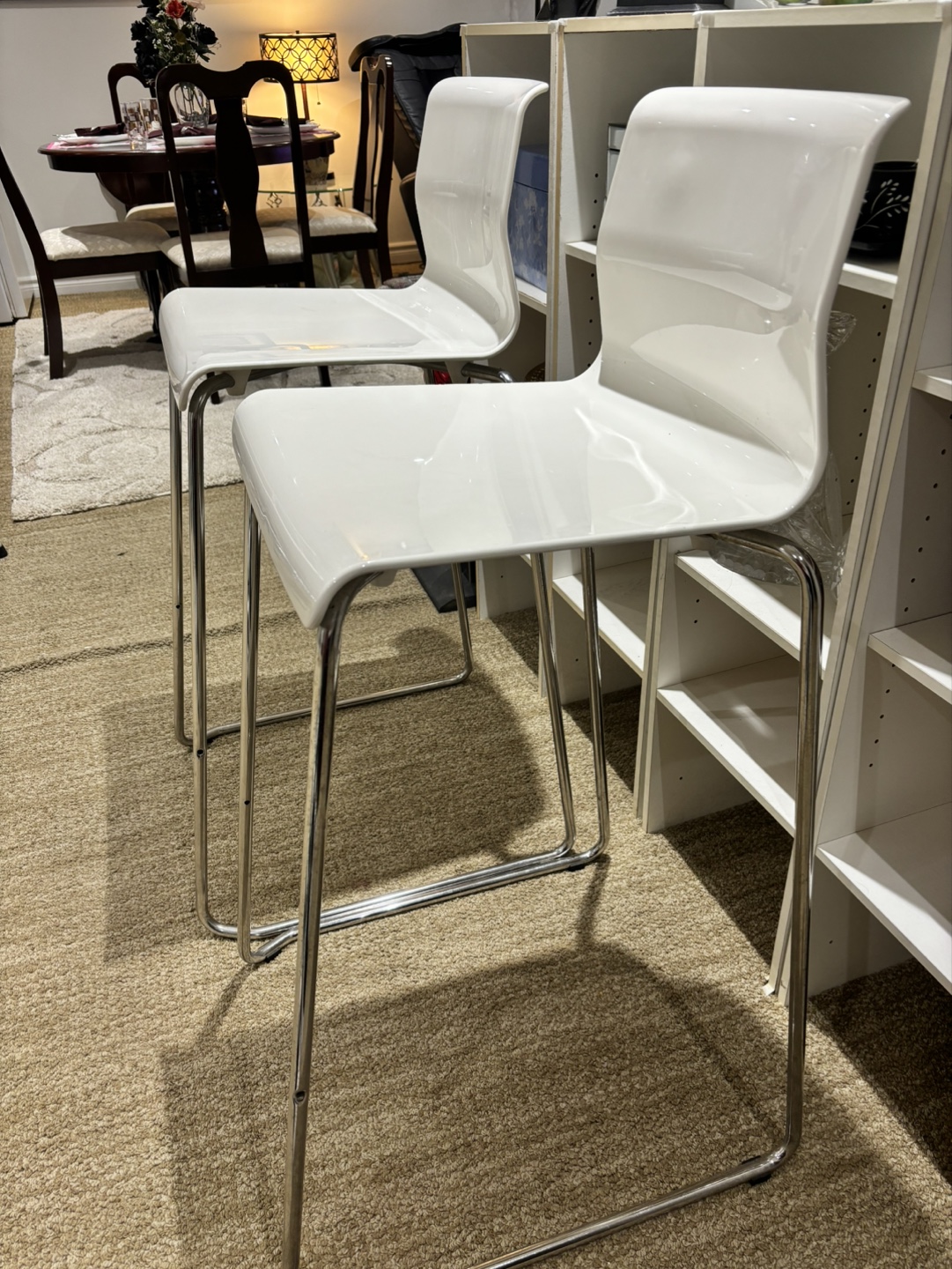 Pair of White Counter Height Stools - photo 2