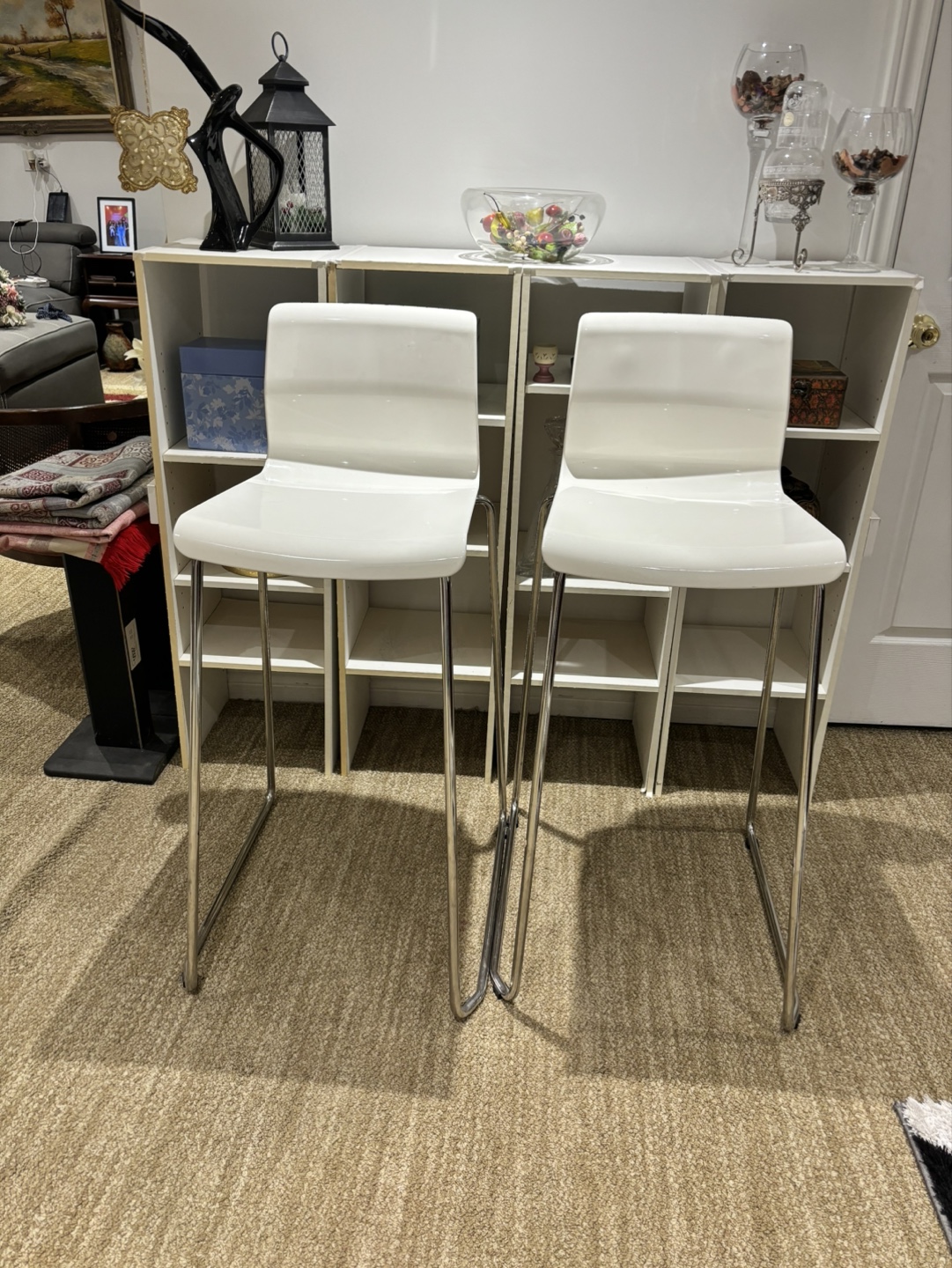 Pair of White Counter Height Stools - photo 4