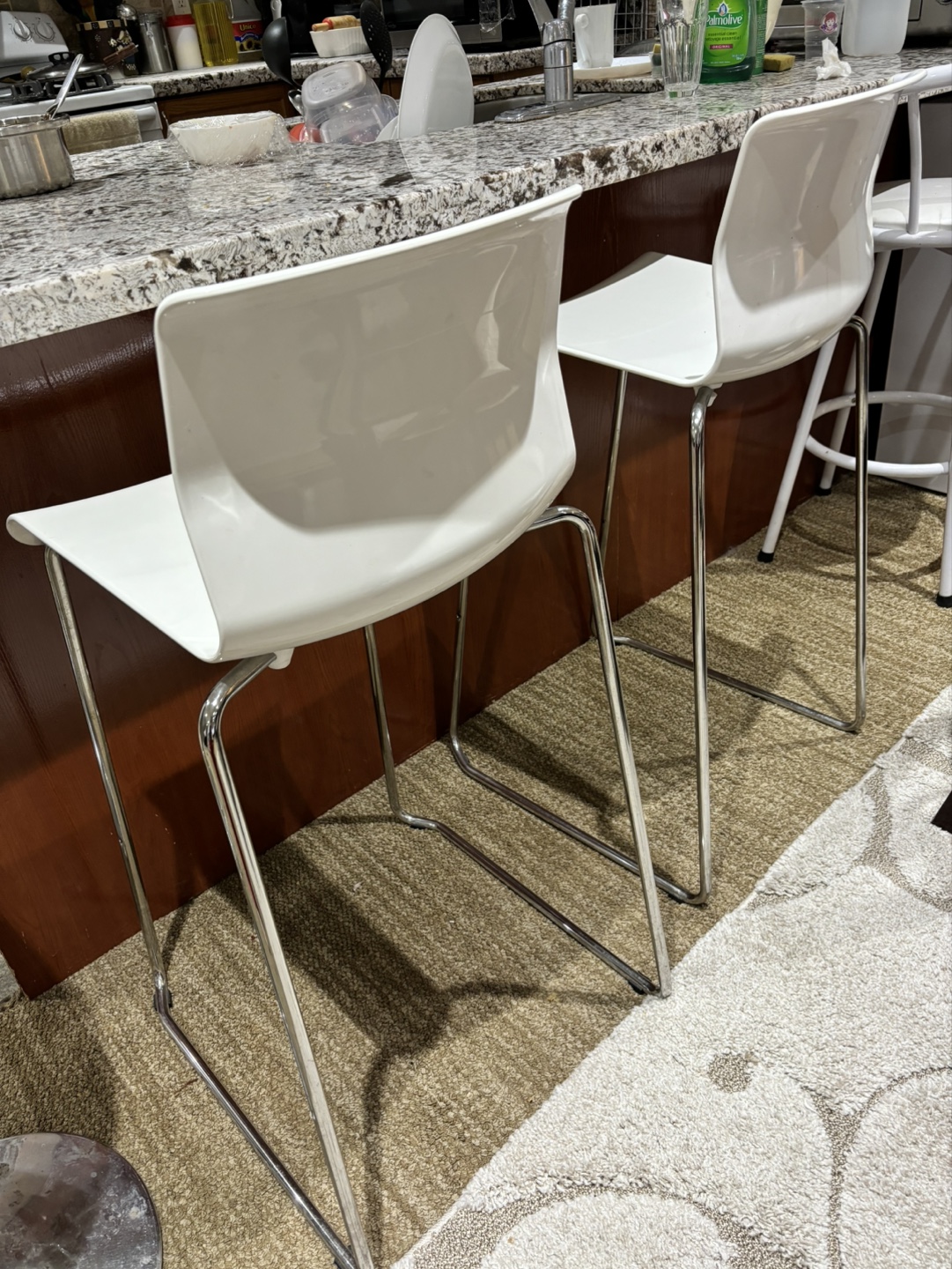 Pair of White Counter Height Stools - photo 5